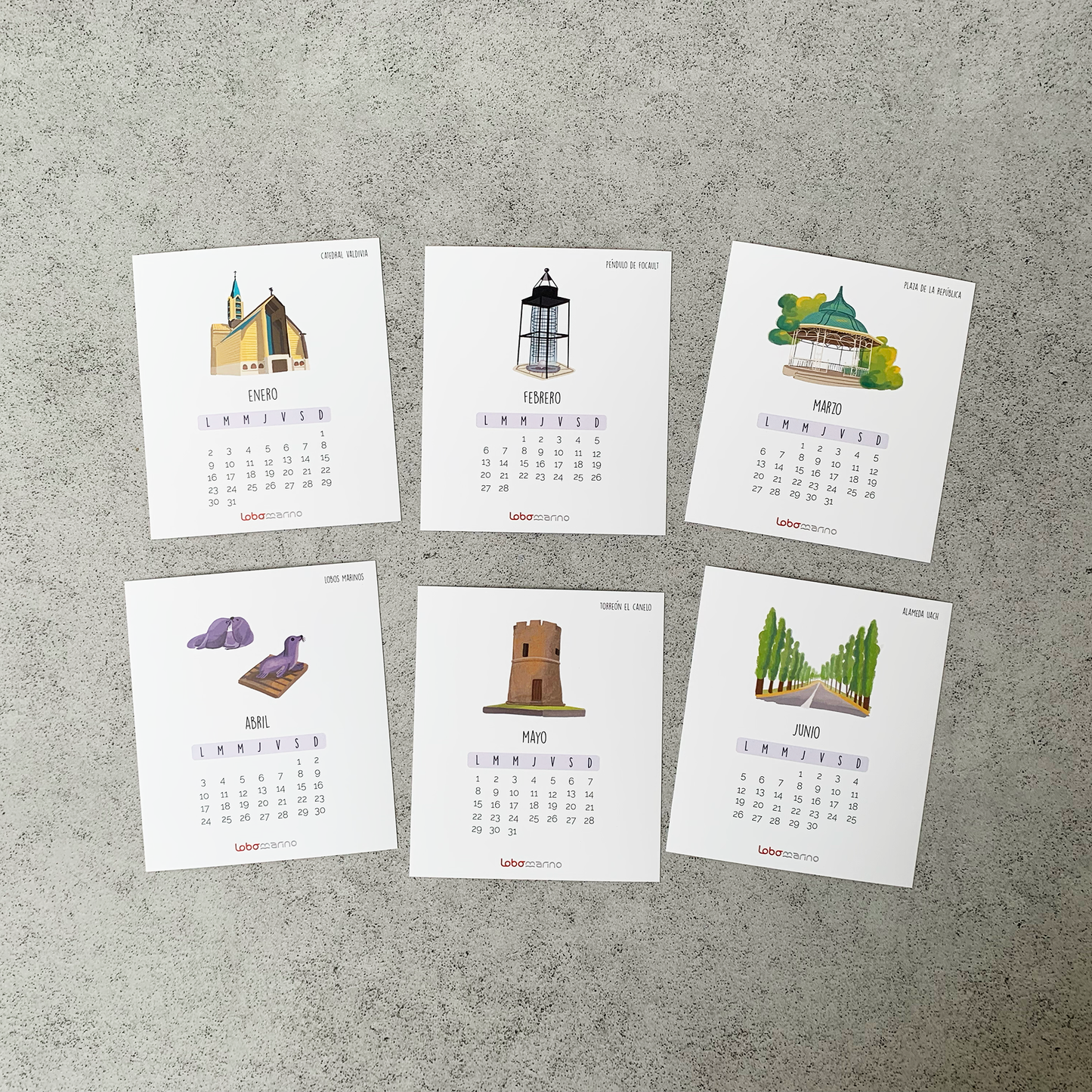 Calendario Valdivia 2025 · Base madera