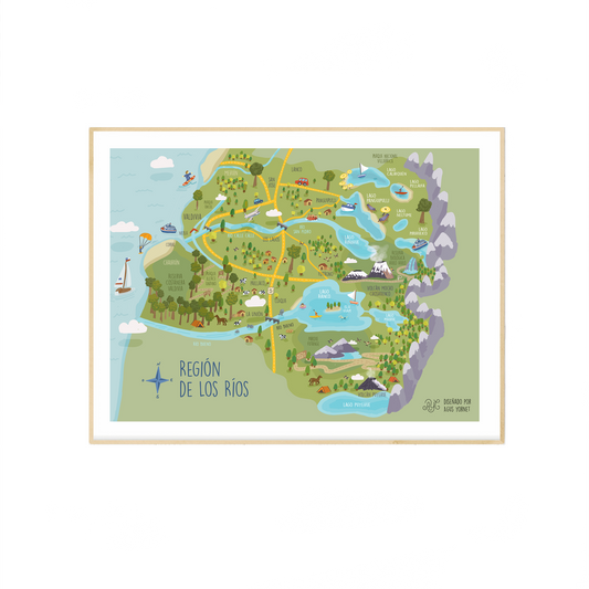 Lámina ilustración · Región de Los Ríos 30x40 cms