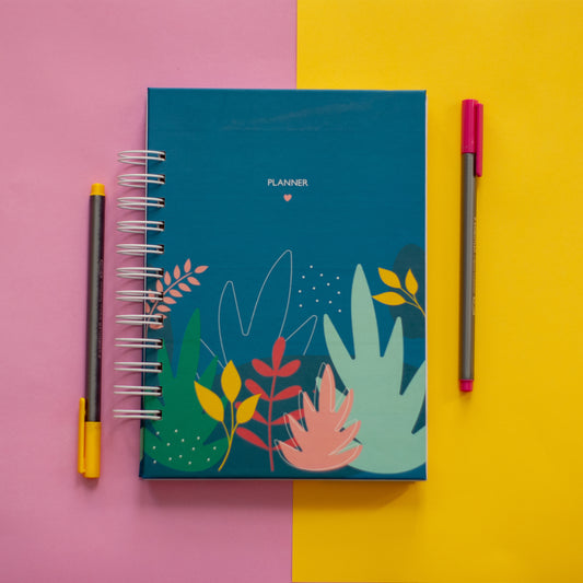 Planner semanal · Flores azul